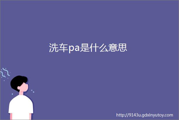 洗车pa是什么意思